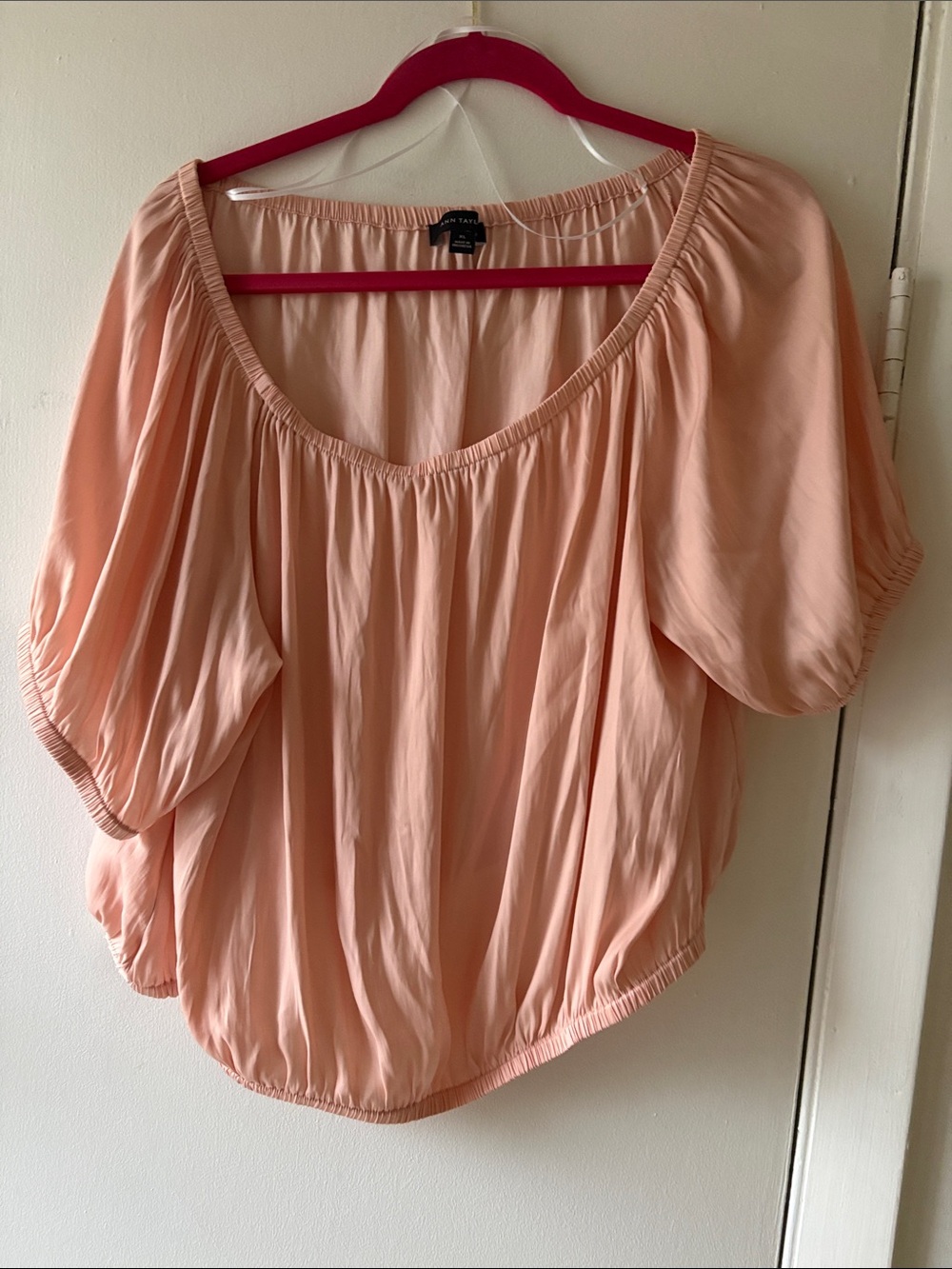 Ann Taylor Peach Off-Shoulder Blouson Top